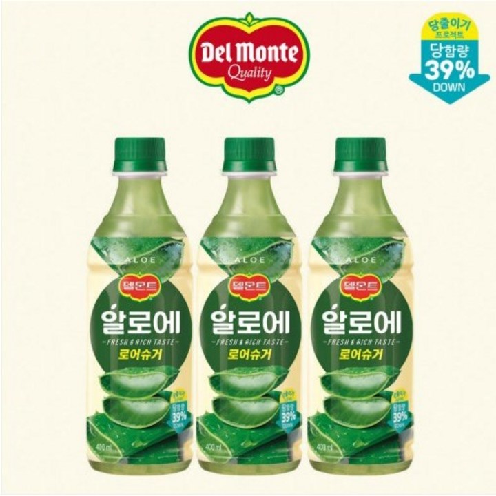 델몬트 알로에 로어슈거, 400ml, 20개