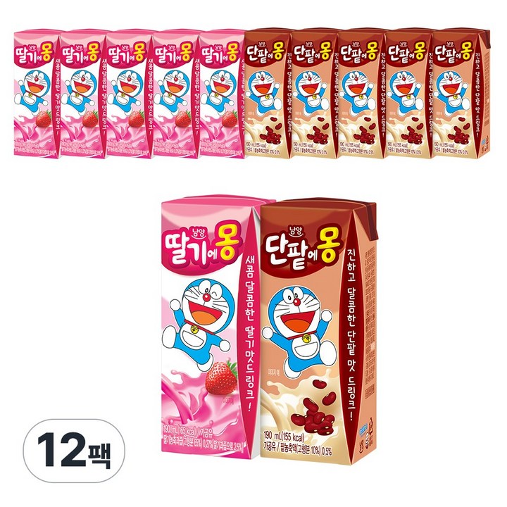 딸기에몽6+단팥에몽6 190ml (총 12팩)