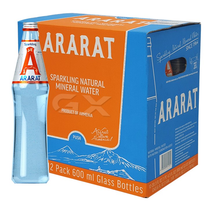 아라랏 스파클링 천연 미네랄 워터, 12개, 600ml