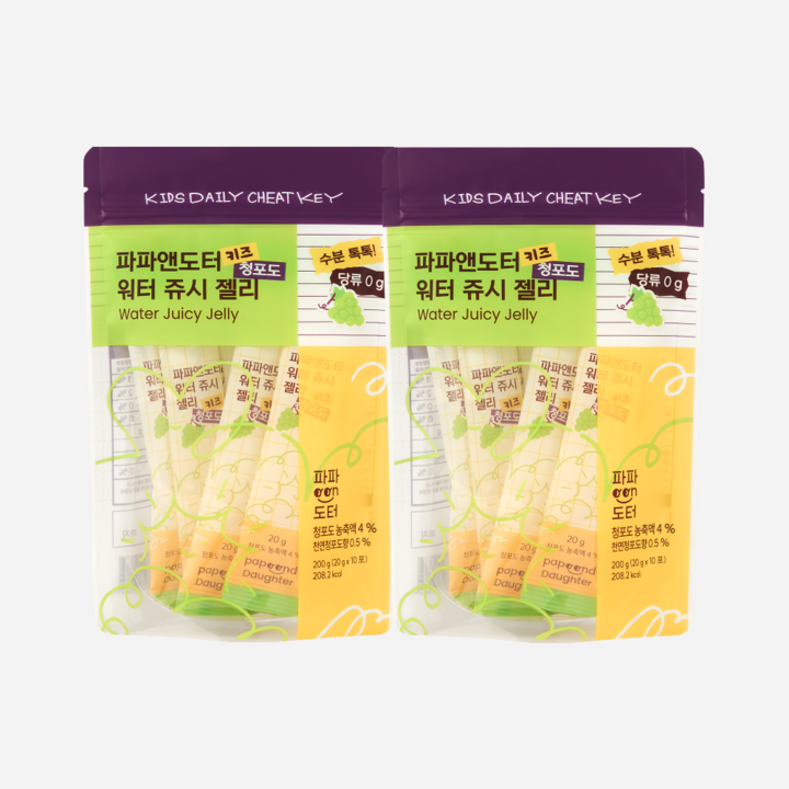 파파앤도터 키즈 워터 쥬시 젤리 10p, 2개, 200g, 청포도맛