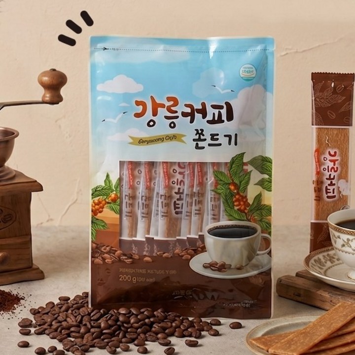 꺼복이 강릉 커피 쫀드기 저칼로리 포만감 UP 대만족 건강 간식, 10개, 20g