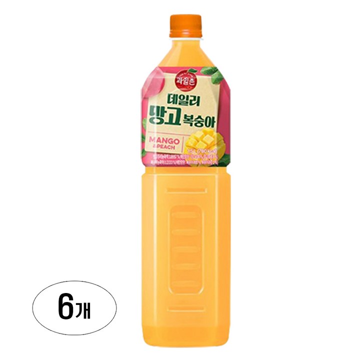 해태htb 과일촌 데일리 망고복숭아 주스, 6개, 1.5L