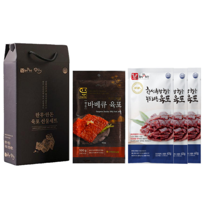 횡성축협한우 강원산돈 육포 선물세트 1호 (한우육포 40gx3 + 한돈육포 100gx1), 1개