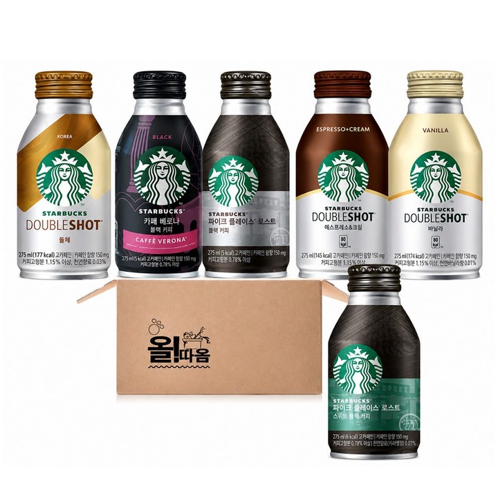 동서 스타벅스 커피음료 275ml 6종 기획세트 (에스프레소크림+베로나블랙+파이크 플레이스스위트블랙+돌체+바닐라+파이크 플레이스블랙), 6개