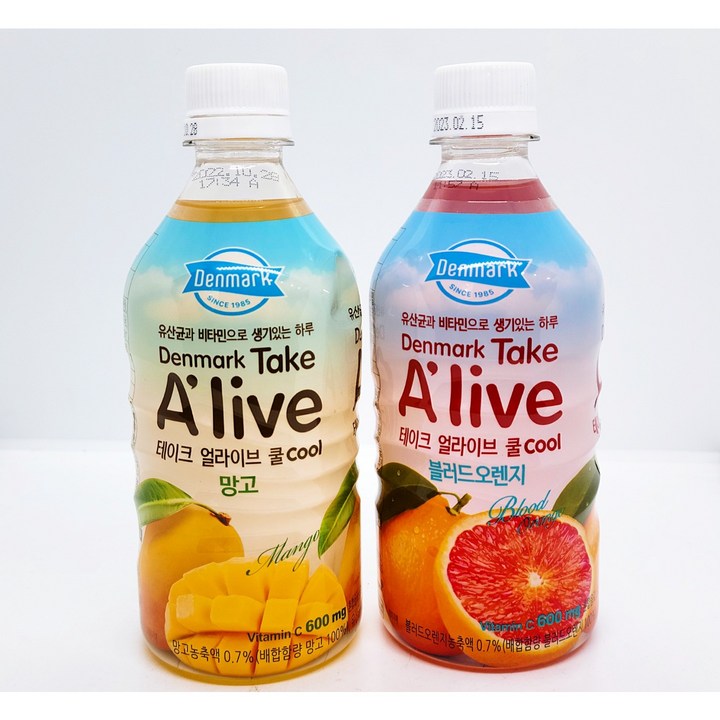 동원 얼라이브 500ml 망고 + 블러드오렌지, 12개입(6개+6개)