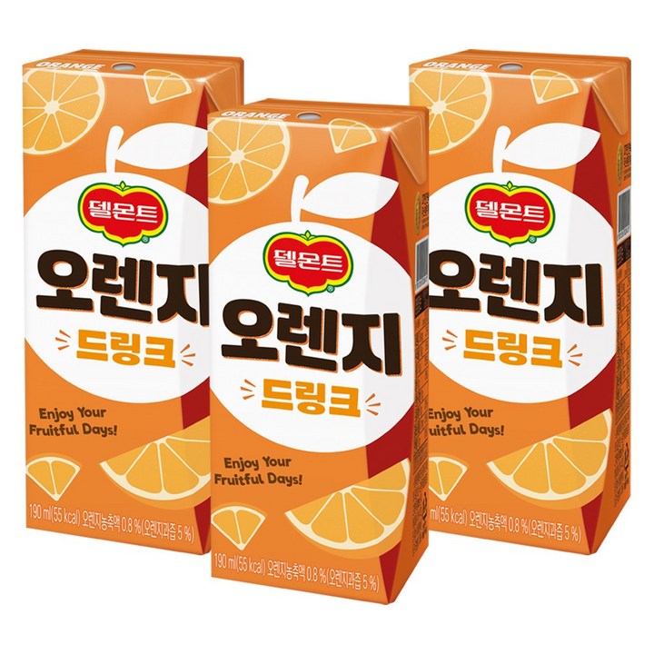 델몬트 드링크 오렌지, 190ml, 24개