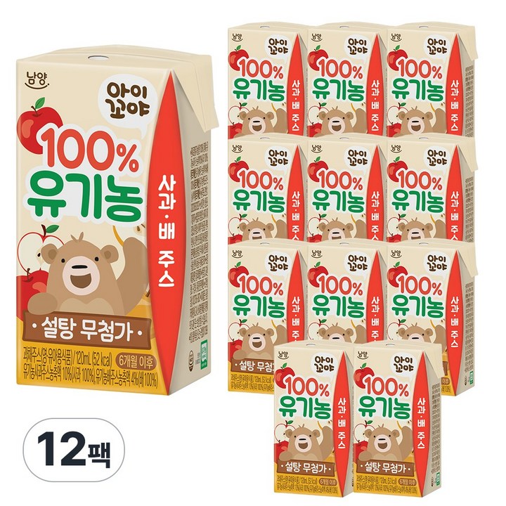 아이꼬야 유기농 주스 120ml 12팩 사과배