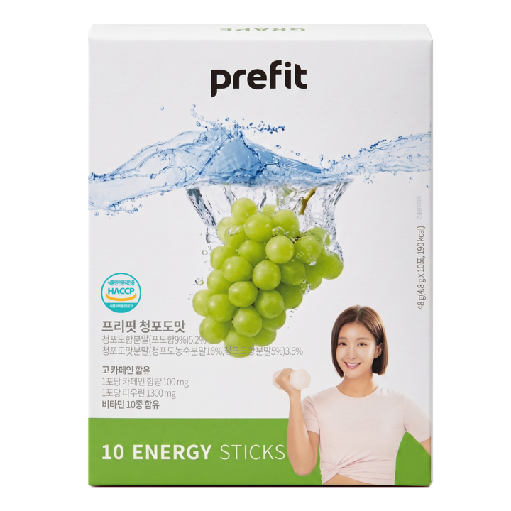 프리핏 이시영의 에너지워터 prefit 청포도맛, 1박스, 48g