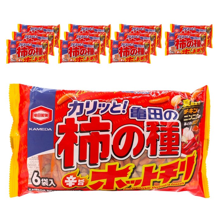 카메다 카키노타네 맛있게 매운 핫 칠리 6개입, 164g, 12개