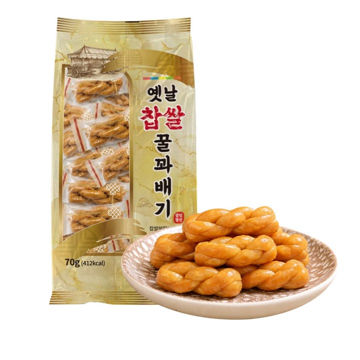 (배터짐) 시골장터 옛날 미니 찹쌀 꿀꽈배기 웰빙간식 소포장, 10개, 70g