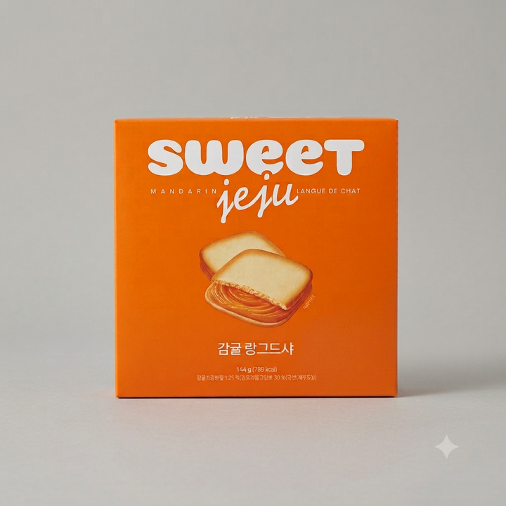 스윗트 제주 감귤 랑그드샤 쿠키 샌드 디저트 제주도기념품, 1박스, 144g