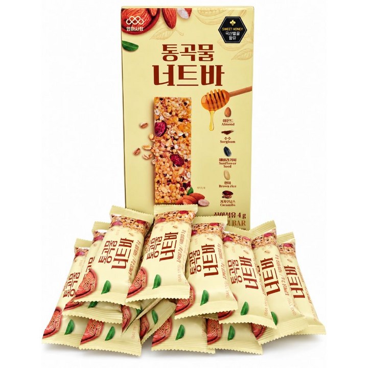 엄마사랑 통곡물 너트바 국산벌꿀 함유 아몬드 현미 곡물바 14개, 322g, 1세트