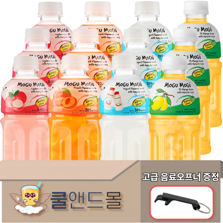 [쿨앤드몰] 모구모구 4종혼합 리치+복숭아+요거트+망고 ( 고급오프너 증정 ), 12개, 320ml