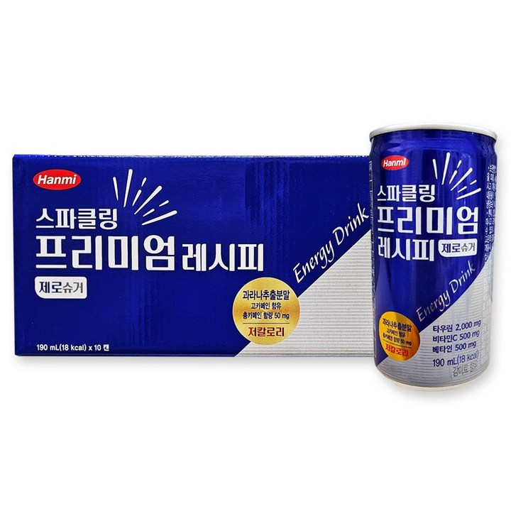 한미헬스 사이언스 스파클링 프리미엄 레시피 제로슈가 음료, 190ml, 10개