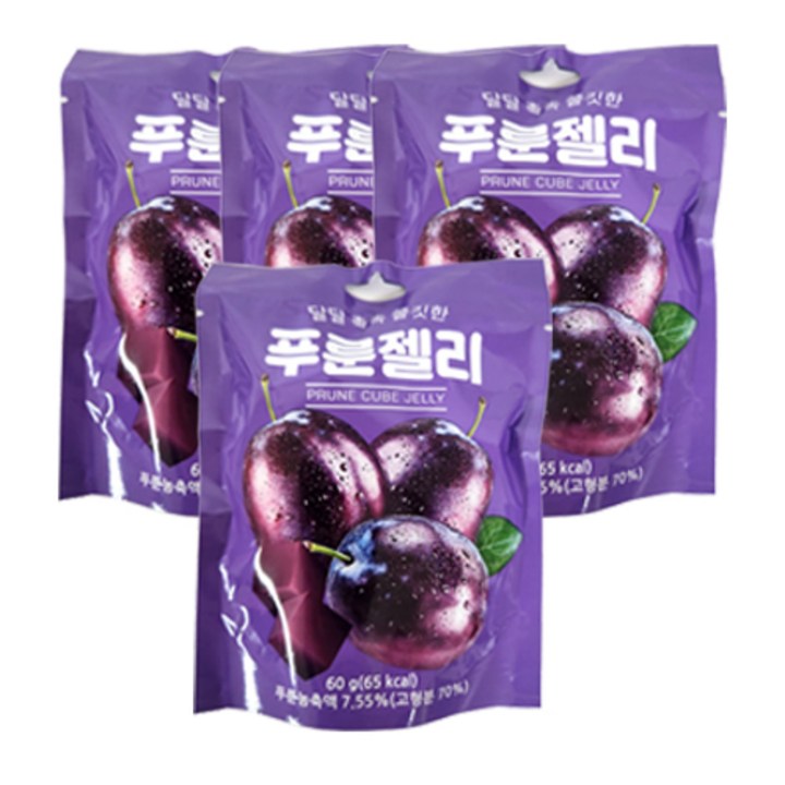 푸룬 큐브 젤리, 4개, 60g