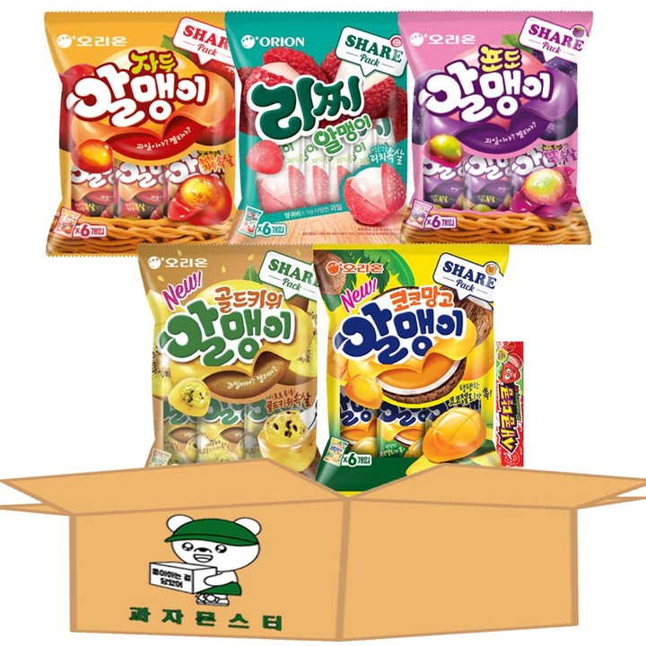[과자몬스터] 알맹이 젤리 자두+리찌+포도+골드키위+코코망고+새콤달콤 딸기, 1세트, 1.109kg