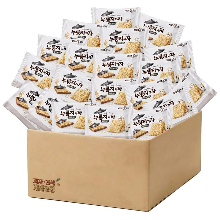 찹쌀로 만든 누룽지 과자 무가당 고소한맛 전통스낵 개별포장, 20개, 26g