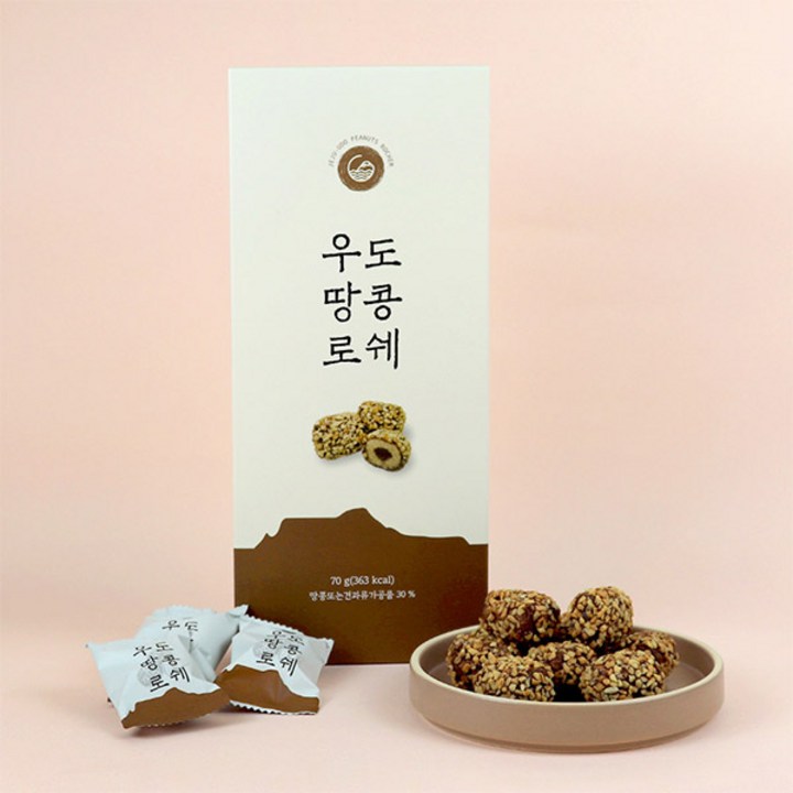 답례품 추천 제주 우도 땅콩 로쉐 오리지널, 70g, 3개