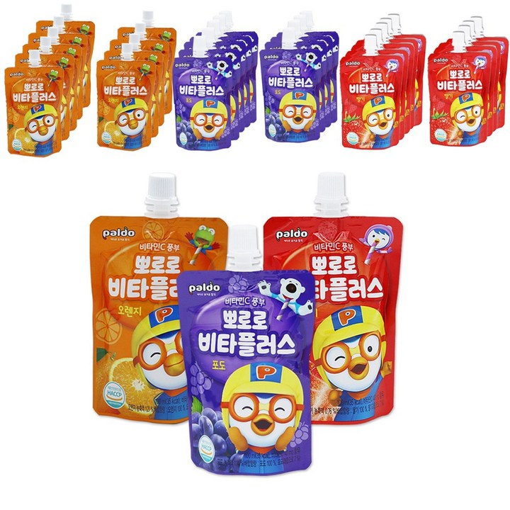 뽀로로 비타플러스 포도 + 오렌지 + 딸기, 30개, 100ml