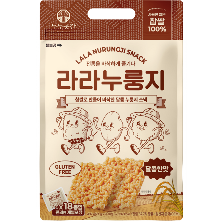 누누곳간 라라누룽지 글루텐프리 찹쌀 과자, 1개, 432g