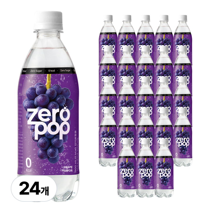 잇더핏 제로팝 포도맛 애사비소다 제로 탄산음료, 24개, 500ml