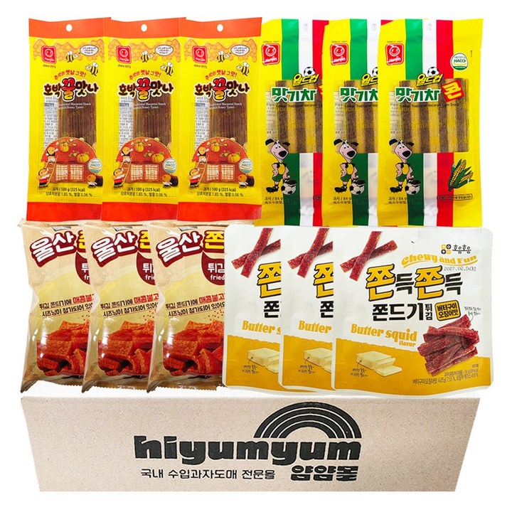 쫀득쫀득 쫀드기 4종 3세트 총12개 (쫀드기버터구이 오징어3+맛기차콘3+울산쫀듸기3+호박꿀맛나3)