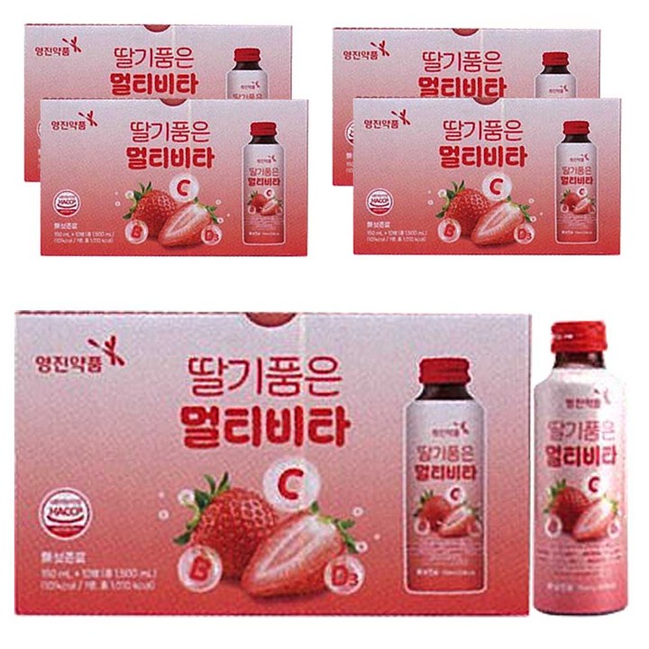 영진약품 딸기 품은 멀티 비타민C 비타민B 액상 데일리 건강 음료, 50개, 150ml
