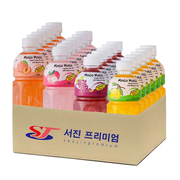 [쿨앤드몰] 모구모구 4종혼합 리치+복숭아+포도+망고 (고급 음료오프너 증정), 24개, 320ml