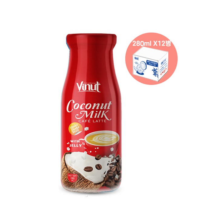 비넛 코코넛밀크 카페라떼, 280ml, 12개