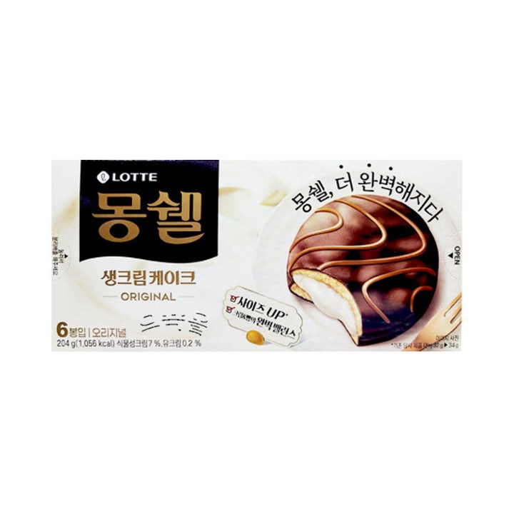 몽쉘 오리지널 생크림 케이크 6p, 204g, 16개