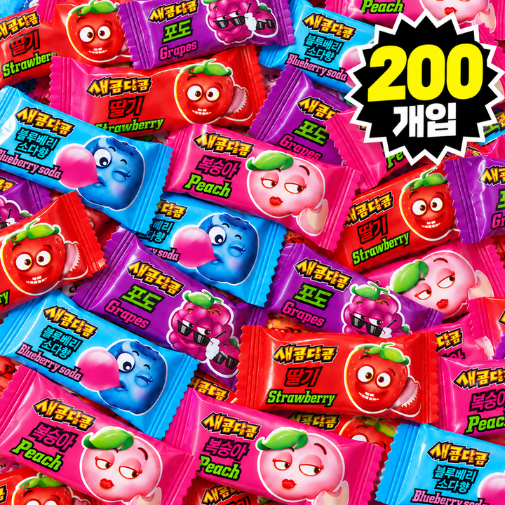 새콤달콤 대용량 네가지맛 개별포장, 200개, 4g