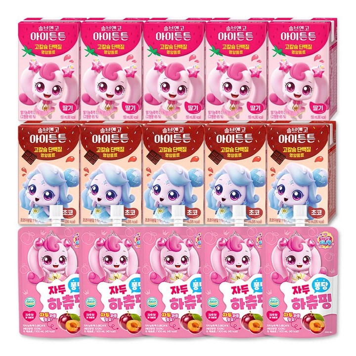 캐치티니핑 솔브앤고 150ml 2종 + 캐치티니핑 자두 퐁당 음료수 100ml 세트, 5개, 400ml