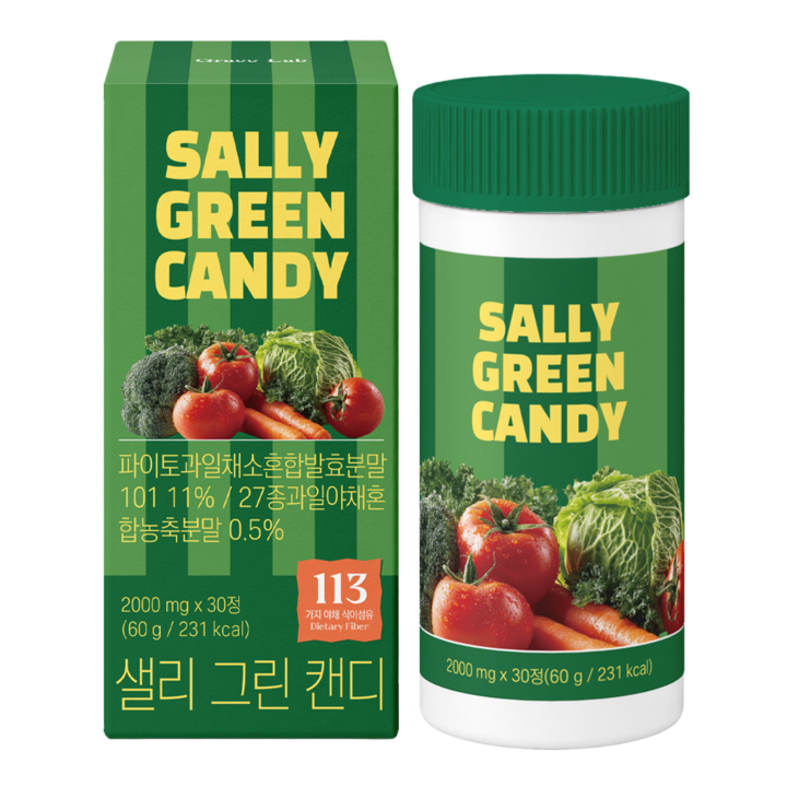 샐리 샐러드 캔디 과일 야채 분말 식이섬유 용기, 1개, 60g