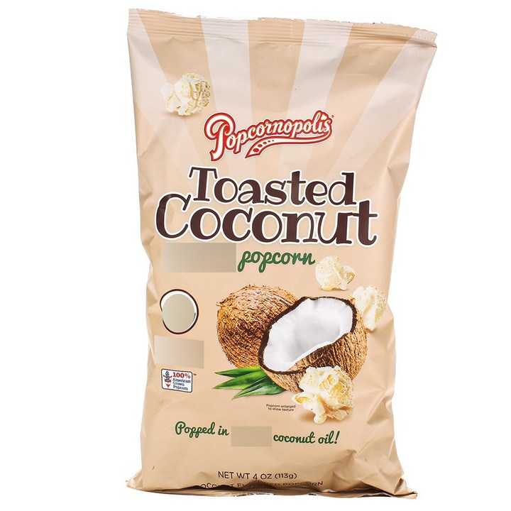 Popcornopolis 토스티드 코코넛 팝콘, 113g, 1개