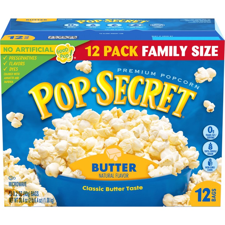 Pop Secret 마이크로웨이브 팝콘 버터 12개입, 1.08kg, 1개