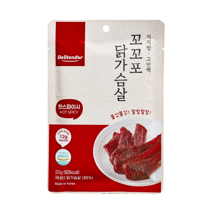 핫스파이시 저칼로리 고단백 델리텐더 닭가슴살 육포, 1개, 30g