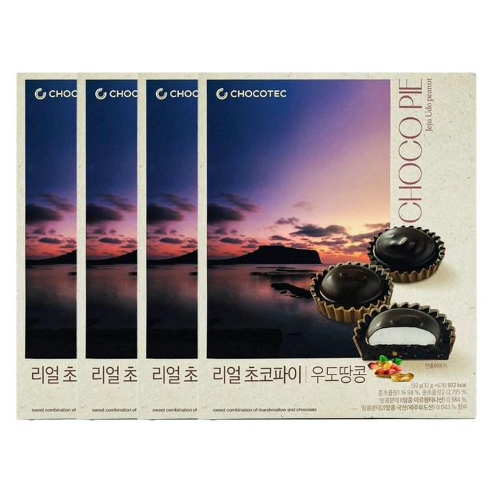 제주 리얼 초코파이 우도땅콩, 4개, 192g