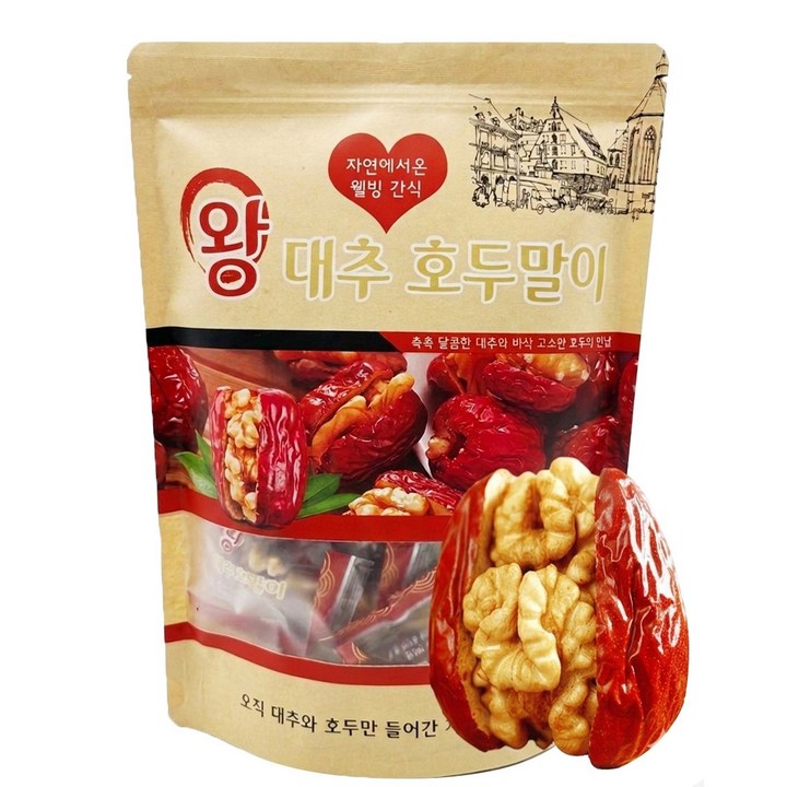 프리미엄 왕대추 호두말이 첨가물없는 자연그대로의 달콤함 건강간식 부모님 선물 중국간식 개별포장, 500g, 1개