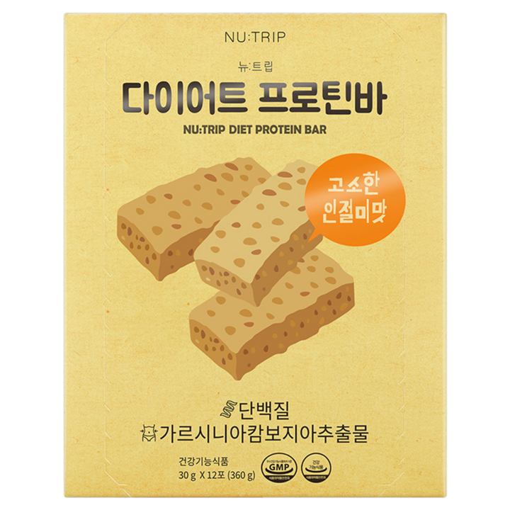 뉴트립 프로틴바 다이어트 저당 간식 단백질바 식약청인증 체지방감소 가르시니아 함유 에너지바, 1개, 360g