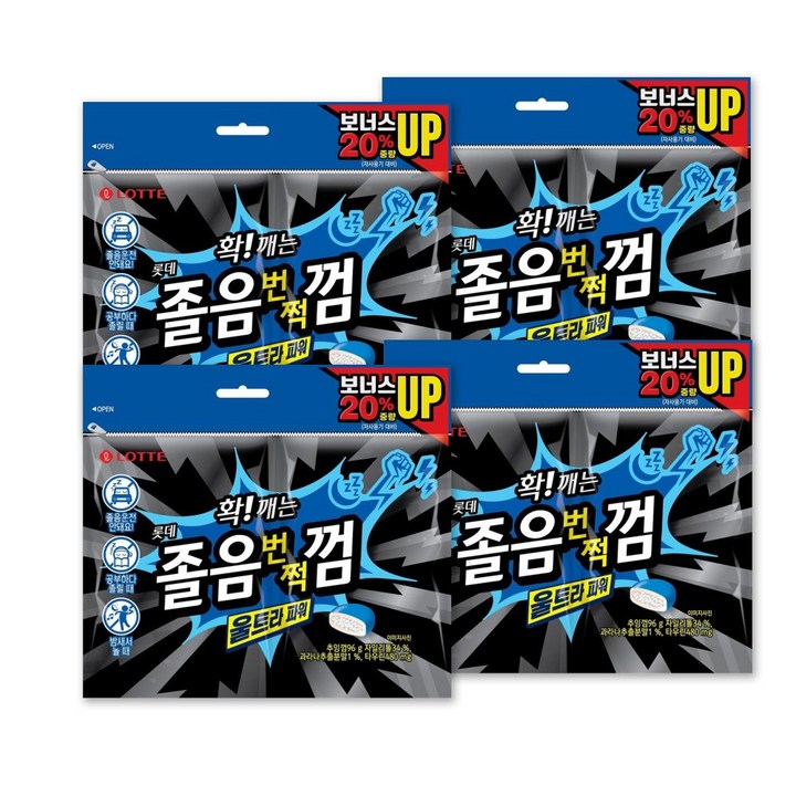 롯데웰푸드 졸음번쩍 껌 울트라 파워, 96g, 4개