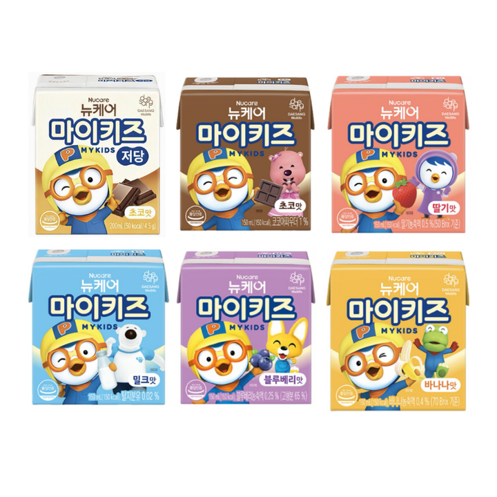 마이키즈 6종 체험팩(저당초코1+초코1+딸기1+밀크1+블루베리1+바나나1), 6개, 150ml