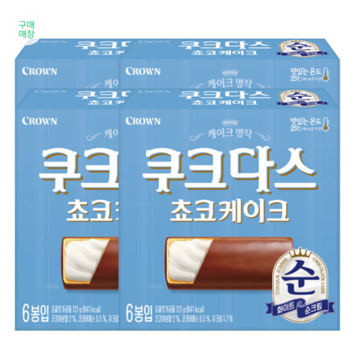 쿠크다스 초코케이크 중, 121g, 4개