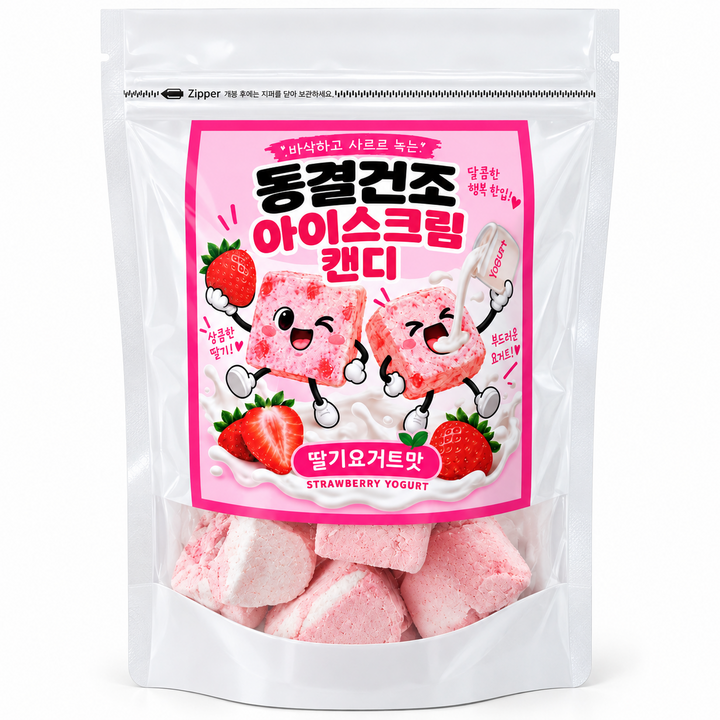 해진유통 동결건조 아이스크림 딸기요거트 캔디, 1개, 80g