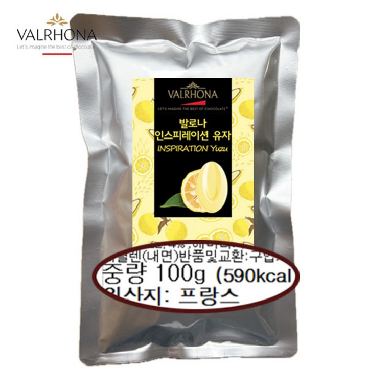 [프랑스산]발로나 유자초콜릿 인스피레이션 마카롱 수제초콜릿 데코 Valrhona Yuju inspiration 과일초콜릿, 100g, 1개