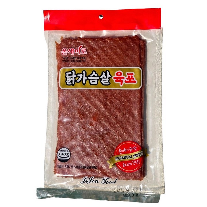 온새미로 국내산 닭가슴살 육포 고단백 저칼로리, 1개, 500g
