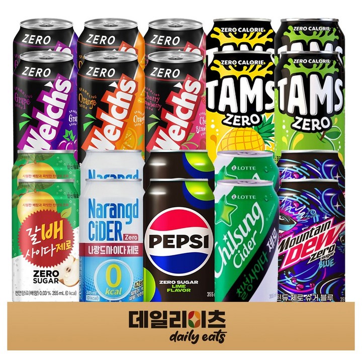 뚱캔 제로칼로리 탄산음료 10종 20개입, 1세트, 355ml