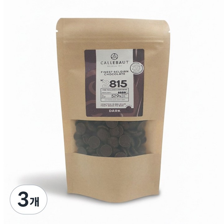 칼리바우트 다크 초콜릿 커버춰 초콜렛 소분, 100g, 3개