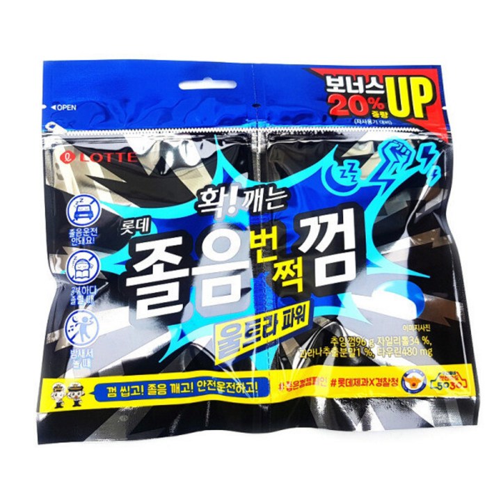 롯데웰푸드 졸음번쩍 껌 울트라 파워, 96g, 5개