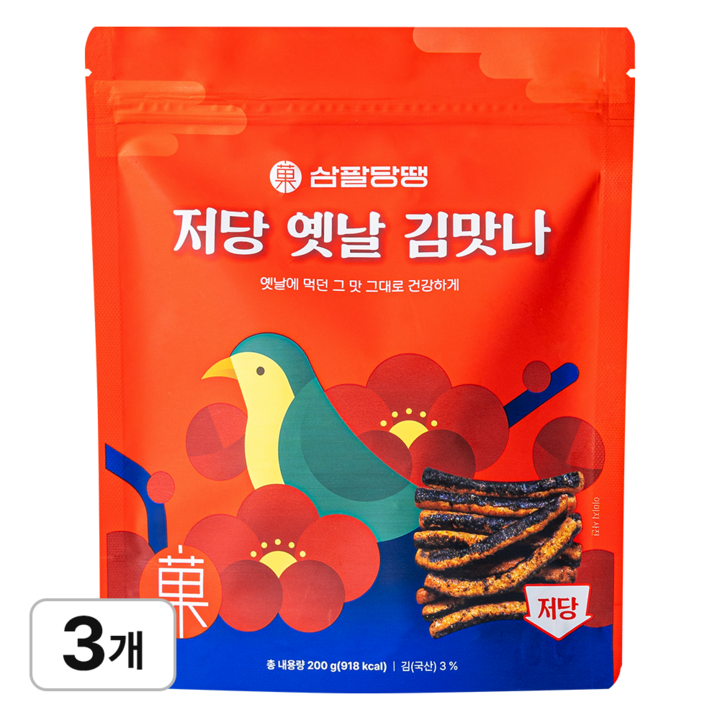 삼팔당땡 저당 옛날 김맛나, 3개, 200g