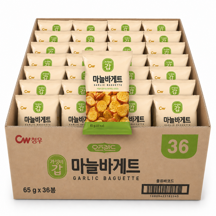 청우식품 마늘바게트, 65g, 36개